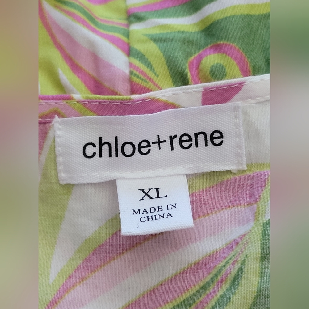 NWT Chloe + Rene Floral Paisley Cotton Sundress V-Neck Tassel XL - Picture 4 of 6